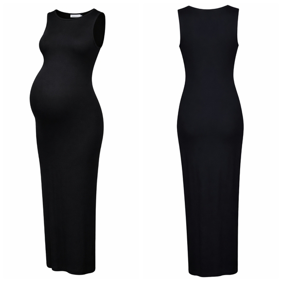 Bumpsuit Dresses & Skirts - Bumpsuit Black Maternity Midi Dress Sm Bodycon Stretch Minimalist Pregnancy